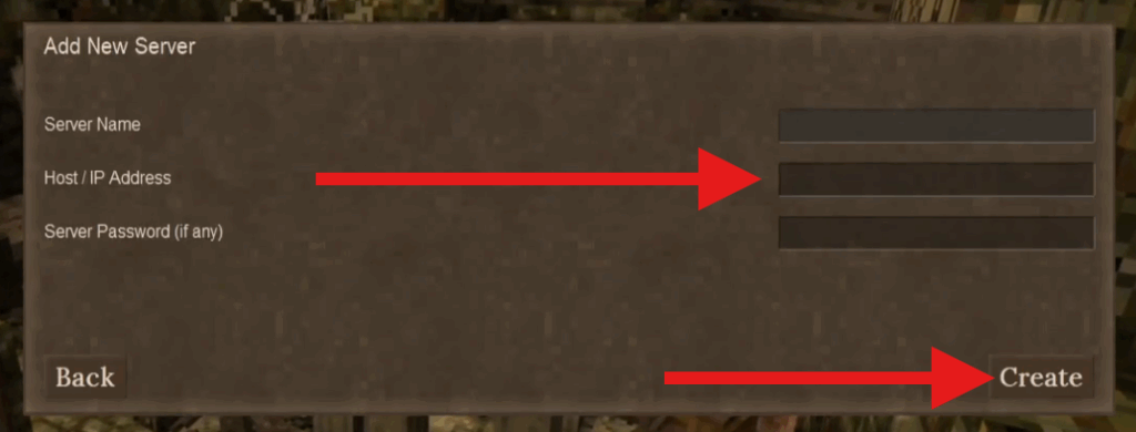 Enter server details and click Create