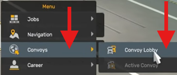 Open the convoy lobby in Euro Truck Simulator 2