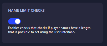 Name Limit Checks option enabled in GGServers Anti Cheat menu for Impostor server