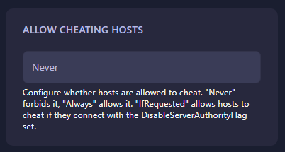 Configuring Allow Cheating Hosts option