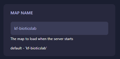 Change map name setting for Killing Floor 2 server in GGServers panel