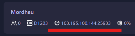 Mordhau server IP displayed in GGServers panel