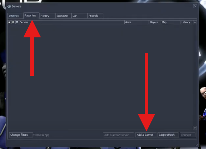 Adding a Sven Co-op server to favorites