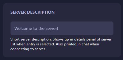 Server Description Option
