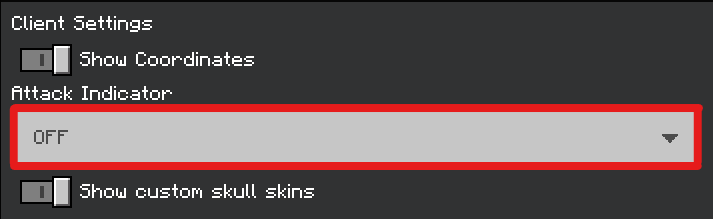 Disable Minecraft attack indicator