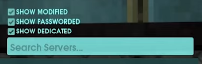 Searching for the Abiotic Factor server name in the server list
