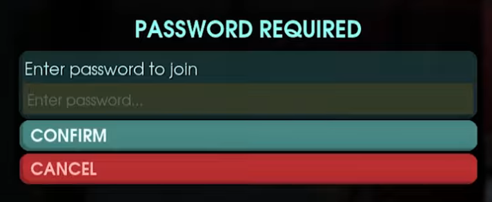 Password prompt screen when joining a server in Abiotic Factor