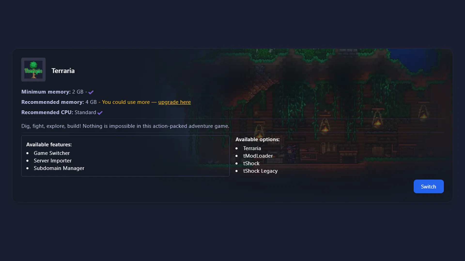 Free Game Switching Feature