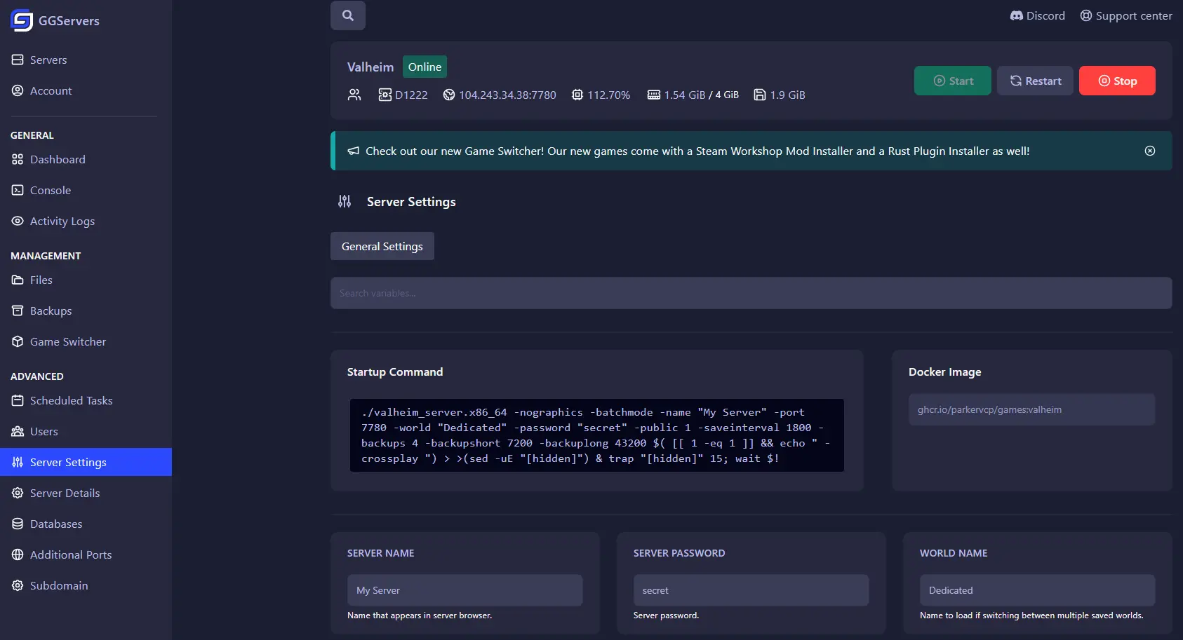 Valheim Game Server Hosting